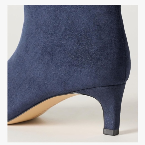New The Drop size 8.5 Elegant Dark Blue Microsuede Leather Women's Boots 2”heel - Picture 3 of 11